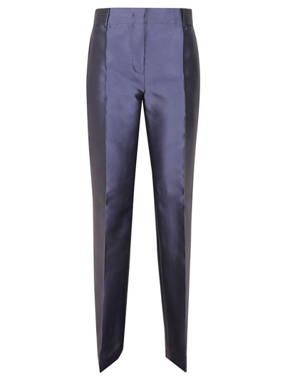 Alberta Ferretti Mikado Pressed Crease Trousers In Navy