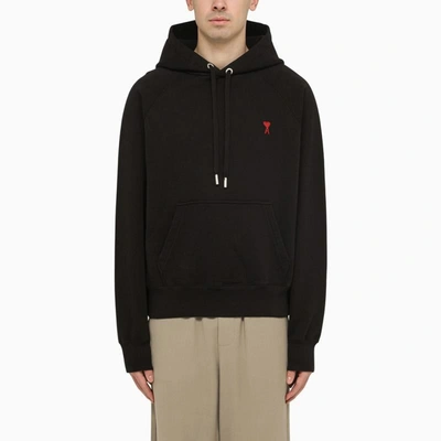 Ami Alexandre Mattiussi Hoodie With Red Ami De Coeur Patch - 黑色 In Black