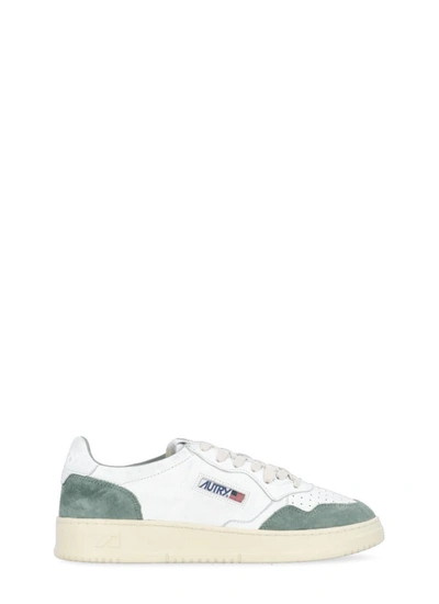 Autry Green Suede Sneaker In White