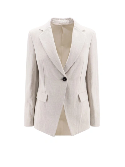 Brunello Cucinelli Cotton Blend Blazer In White