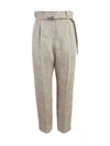 Brunello Cucinelli Linen Straight Leg Trousers In Brown