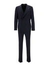 Tagliatore Black Double-breasted Tuxedo Suit With Covered Buttons In Black