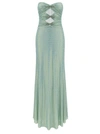 SELF-PORTRAIT MAXI GREEN DRESS WITH CUT-OUT AND ALL-OVER RHINESTONES IN STRETCH FABRIC WOMAN