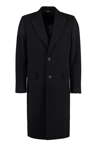 Dolce & Gabbana Single-breasted Wool Coat In Black