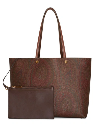 Etro Large Essential Tote Bag In Brown