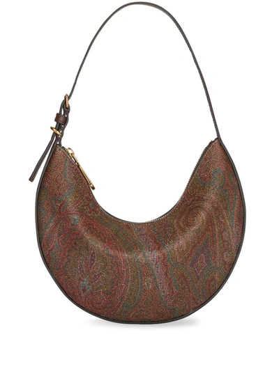 Etro Essential Hobo Small Shoulder Bag In Brown