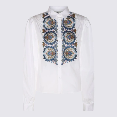 Etro Cotton Button-front Shirt With Embroidered Paisley Detail In White