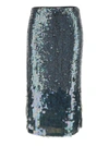 P.A.R.O.S.H MIDI GREY SKIRT WITH ALL-OVER SEQUINS IN STRETCH POLYAMIDE WOMAN