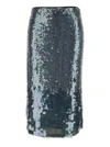 P.a.r.o.s.h Midi Grey Skirt With All-over Sequins In Grey