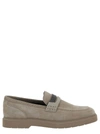 BRUNELLO CUCINELLI GREY LOAFERS WITH MONILE DETAIL IN SUEDE WOMAN