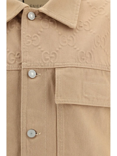 Gucci Giubbino In Cotone Cammello Uomo In Brown