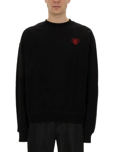Family First Sweatshirt With Heart Embroidery In Black