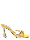 D’accori Yellow Slip-on Sandals With All-over Rhinestone In Yellow