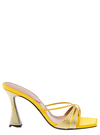 D’accori Lust Mule Crystal Embellished 85mm In Yellow