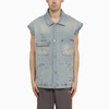 Martine Rose Men's Multi-pocket Denim Waistcoat In Blue