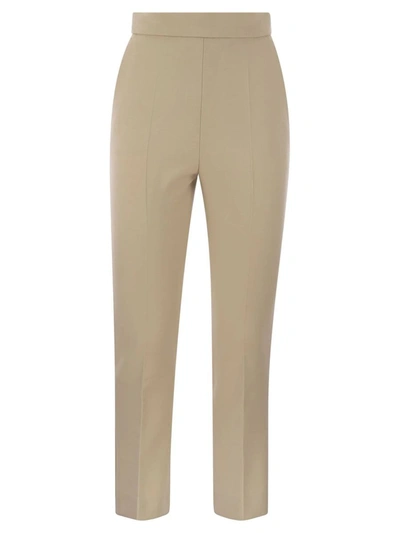 Max Mara Ankle-length Trousers In Wool Crepe In Beige