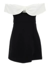 SELF-PORTRAIT BLACK AND WHITE OFF-SHOULDER MINI DRESS IN POLYESTER WOMAN