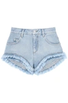 Isabel Marant Eneidao Fringed Cotton Denim Shorts In Blue