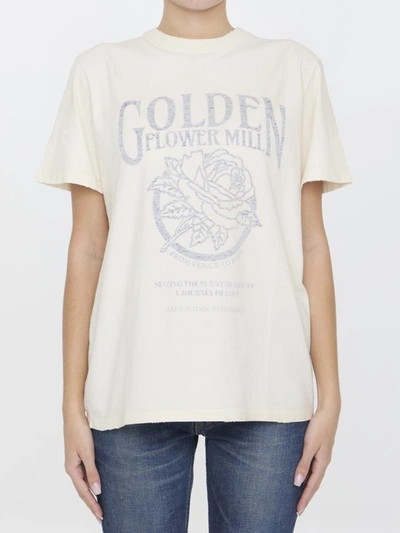 Golden Goose Printed T-shirt In Cream