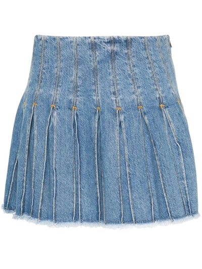 Liu •jo Pleated Mini Skirt In Blue