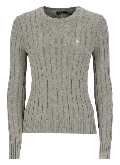 Ralph Lauren Cable-knit Cotton Crewneck Sweater In Grey