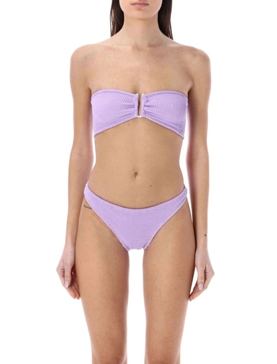 Reina Olga Ausilia Scrunch Bikini Set In Pink & Purple