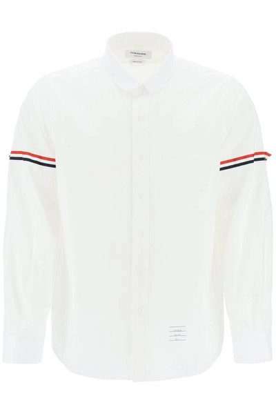 Thom Browne Seersucker Shirt With Rounded Collar In White