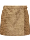 Tom Ford Metallic Croc-jacquard Tailored Wrap Mini Skirt In Gold
