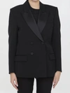 Saint Laurent Tuxedo Jacket In Grain De Poudre In Black