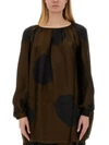 Uma Wang Tammy Abstract-print Blouse In Brown
