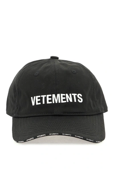 Vetements Logo Baseball Hat In Black