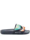 Paul Smith Striped Flat Slides Multicolor Strap In Swirl