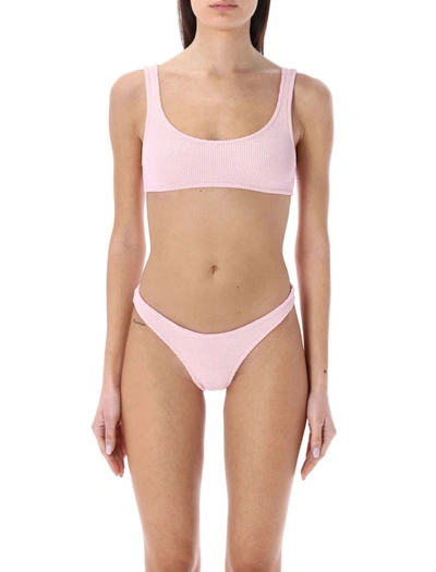 Reina Olga Pilou Scrunch Bikini Set In Rose