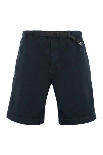 Woolrich Belted Cotton Bermuda Shorts In Blue
