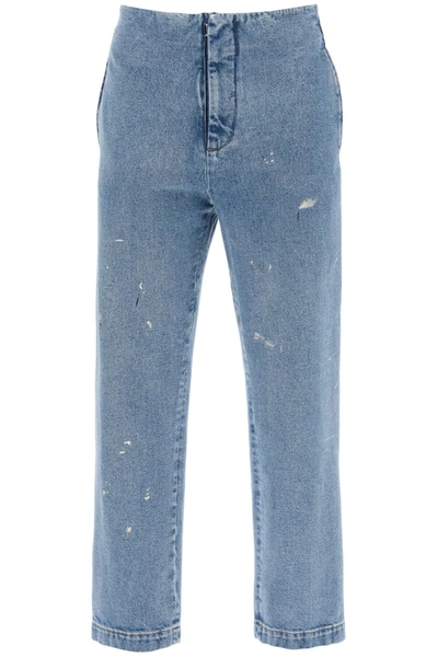 Mm6 Maison Margiela Paint-splatter Straight-leg Jeans In Blue