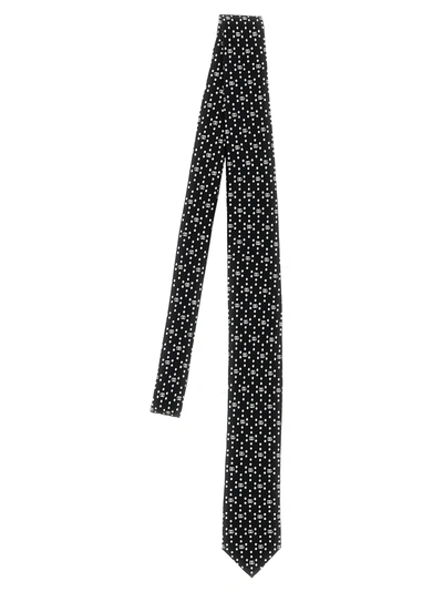 Dolce & Gabbana Logo Print Tie Ties, Papillon White/black