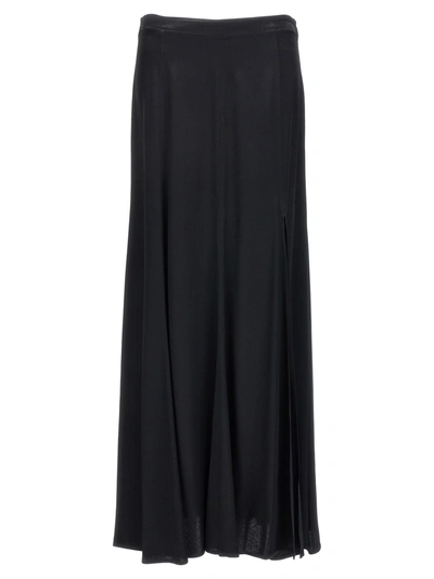 Twinset Long Satin Skirt In Black