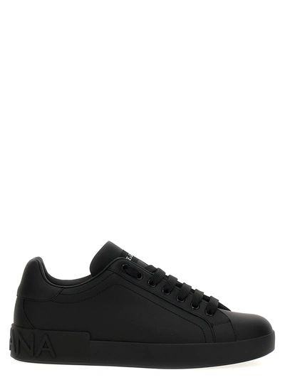 Dolce & Gabbana Black Portofino Sneakers In 80999 Nero