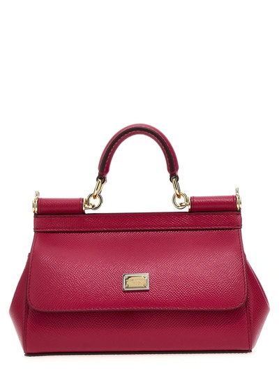 Dolce & Gabbana Small Sicily Dauphine Leather Handbag In Pink