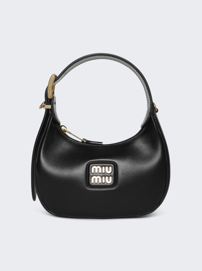 Miu Miu Patent Leather Hobo Bag In Black