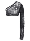 Rick Owens Ziggy One-sleeve Cropped Open-knit Top