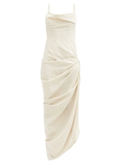 Pre-owned Jacquemus La Robe Saudade Asymmetrical Dress In Neutral Beige