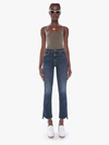 Mother The Insider Crop Step Fray Jean In Off Limits In Blue