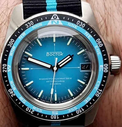 Pre-owned Vostok Auto Amphibia Diver Watch 200m 14054b Special Order Amphibian 20atm