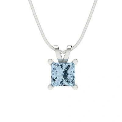 Pre-owned Pucci 3.0 Ct Princess Cut Lab Created Gem Pendant Necklace 16" Chain 14k White Gold