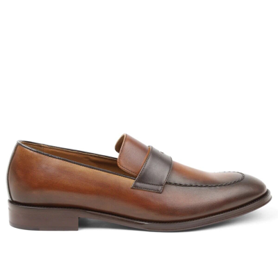 Pre-owned Bruno Magli Arezzo Cognac Men's Leather Loafer Arezzo2 Size 8.5 Retail $395.00 In Brown