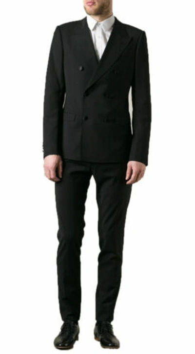 Pre-owned Dolce & Gabbana Men's Black Wool Double Breasted Suit Us 40 44