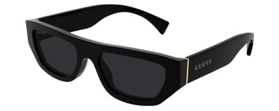 Pre-owned Gucci Gg1134s Unisex Rectangular Full Rim Designer Sunglasses In Black/grey 53mm In Multicolor