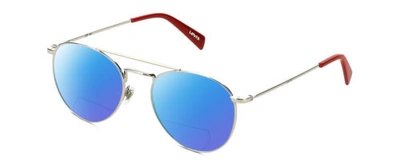 Pre-owned Levi's Seasonal 1006 Aviator Polarized Bifocal Sunglasses Palladium Silver 52 Mm In Blue Mirror