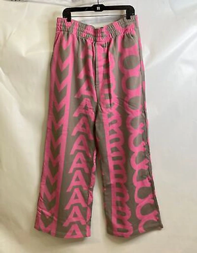 Pre-owned Marc Jacobs Monogram Oversized Sweatpants Women's Size Xl Taupe Pink